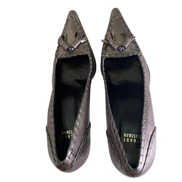 Stewat Weitzman Bronze Patten Leather Pointed Toe 2 In. Heels Tassels 8.5 Spain - Picture 5 of 10